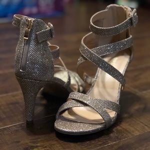 Gold strap heels worn once